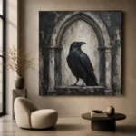 Matte Black Raven Arch Gothic Wall Art Canvas Print - Image 5