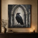 Matte Black Raven Arch Gothic Wall Art Canvas Print - Image 6