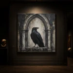 Matte Black Raven Arch Gothic Wall Art Canvas Print - Image 7