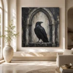 Matte Black Raven Arch Gothic Wall Art Canvas Print - Image 8