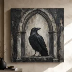 Matte Black Raven Arch Gothic Wall Art Canvas Print - Image 9