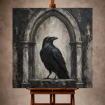 Matte Black Raven Arch Gothic Wall Art Canvas Print - Image 10