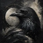Slate Gray Raven Orb Gothic Wall Art Canvas Print