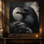 Slate Gray Raven Orb Gothic Wall Art Canvas Print - Image 2