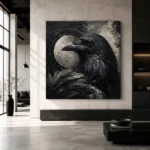 Slate Gray Raven Orb Gothic Wall Art Canvas Print - Image 3