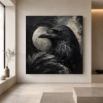 Slate Gray Raven Orb Gothic Wall Art Canvas Print - Image 4