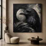Slate Gray Raven Orb Gothic Wall Art Canvas Print - Image 5