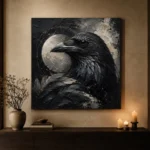 Slate Gray Raven Orb Gothic Wall Art Canvas Print - Image 6