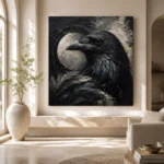 Slate Gray Raven Orb Gothic Wall Art Canvas Print - Image 8