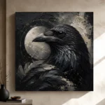 Slate Gray Raven Orb Gothic Wall Art Canvas Print - Image 9