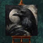 Slate Gray Raven Orb Gothic Wall Art Canvas Print - Image 11