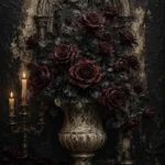 Burgundy & Black Dark Rose Gothic Wall Art Canvas Print
