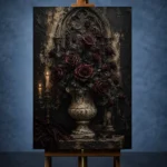Burgundy & Black Dark Rose Gothic Wall Art Canvas Print - Image 2