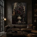 Burgundy & Black Dark Rose Gothic Wall Art Canvas Print - Image 5