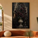 Burgundy & Black Dark Rose Gothic Wall Art Canvas Print - Image 6