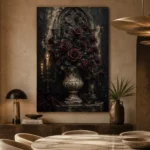 Burgundy & Black Dark Rose Gothic Wall Art Canvas Print - Image 7