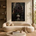 Burgundy & Black Dark Rose Gothic Wall Art Canvas Print - Image 9