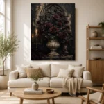 Burgundy & Black Dark Rose Gothic Wall Art Canvas Print - Image 10