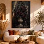 Burgundy & Black Dark Rose Gothic Wall Art Canvas Print - Image 11