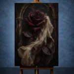 Burgundy & Ivory Dark Rose Gothic Wall Art Canvas Print - Image 2