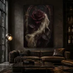 Burgundy & Ivory Dark Rose Gothic Wall Art Canvas Print - Image 5