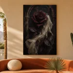 Burgundy & Ivory Dark Rose Gothic Wall Art Canvas Print - Image 6