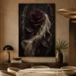 Burgundy & Ivory Dark Rose Gothic Wall Art Canvas Print - Image 7