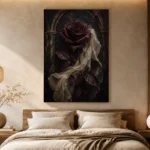 Burgundy & Ivory Dark Rose Gothic Wall Art Canvas Print - Image 8