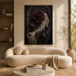 Burgundy & Ivory Dark Rose Gothic Wall Art Canvas Print - Image 9