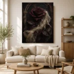 Burgundy & Ivory Dark Rose Gothic Wall Art Canvas Print - Image 10