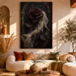 Burgundy & Ivory Dark Rose Gothic Wall Art Canvas Print - Image 11