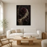 Burgundy & Ivory Dark Rose Gothic Wall Art Canvas Print styled in a refined neutral interior