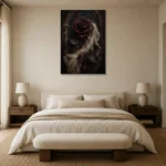 Burgundy & Ivory Dark Rose Gothic Wall Art Canvas Print showcased in an elegant minimalist interior