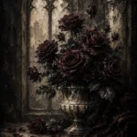 Burgundy & Charcoal Dark Rose Gothic Wall Art Canvas Print