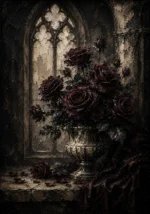 Burgundy & Charcoal Dark Rose Gothic Wall Art Canvas Print