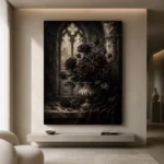 Burgundy & Charcoal Dark Rose Gothic Wall Art Canvas Print - Image 4