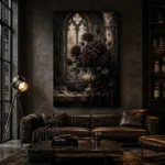 Burgundy & Charcoal Dark Rose Gothic Wall Art Canvas Print - Image 5
