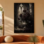 Burgundy & Charcoal Dark Rose Gothic Wall Art Canvas Print - Image 6