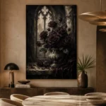 Burgundy & Charcoal Dark Rose Gothic Wall Art Canvas Print - Image 7