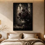 Burgundy & Charcoal Dark Rose Gothic Wall Art Canvas Print - Image 8