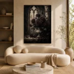 Burgundy & Charcoal Dark Rose Gothic Wall Art Canvas Print - Image 9