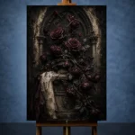 Burgundy & Deep Plum Dark Rose Gothic Wall Art Canvas Print - Image 2