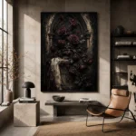 Burgundy & Deep Plum Dark Rose Gothic Wall Art Canvas Print - Image 3