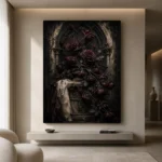 Burgundy & Deep Plum Dark Rose Gothic Wall Art Canvas Print - Image 4