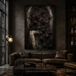 Burgundy & Deep Plum Dark Rose Gothic Wall Art Canvas Print - Image 5