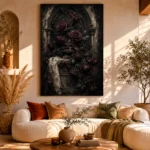 Burgundy & Deep Plum Dark Rose Gothic Wall Art Canvas Print - Image 11