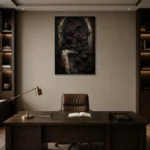 Burgundy & Deep Plum Dark Rose Gothic Wall Art Canvas Print displayed in a contemporary gallery-inspired room