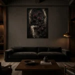 Burgundy & Deep Plum Dark Rose Gothic Wall Art Canvas Print shown in a warm modern interior