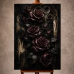 Burgundy and ivory Dark Rose Wall Art print for elegant interiors. No text or watermarks in design.