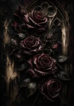 Burgundy & Ivory Dark Rose Wall Art Canvas Print